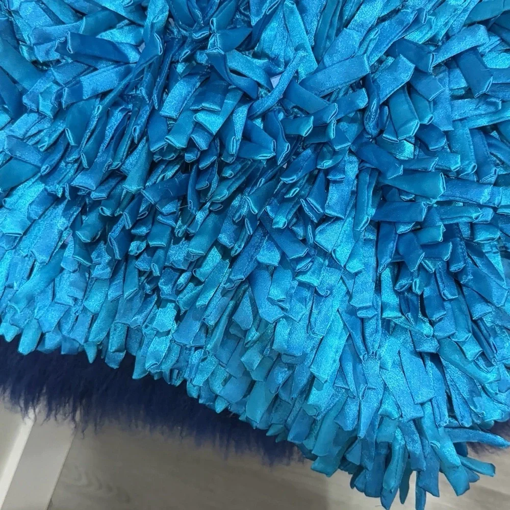 Vibrant Blue Shaggy Pillow